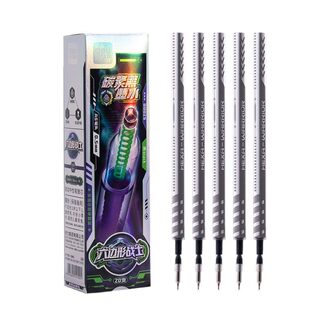 得力六边形战士按动中性笔芯0.5mm碳素黑AS双珠笔头学生用替芯