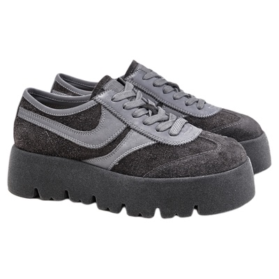 fed松糕底休闲鞋春季新款女鞋圆头德训鞋磨砂增高鞋女S0205-YA709