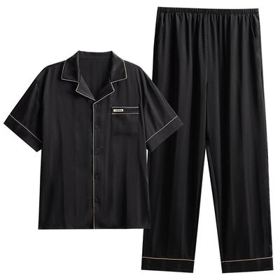 睡衣男士夏季冰丝短袖长裤家居服