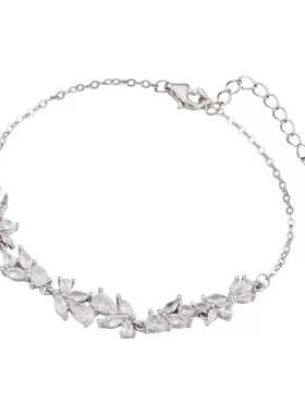 S999足银新款紫藤花纯银手链女款