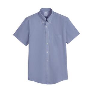 [易打理]Brooks Brothers/布克兄弟男夏新款棉条纹正装短袖衬衫
