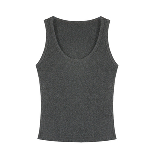 pusumede 大U领显瘦背心女新款修身百搭针织无袖短款吊带上衣