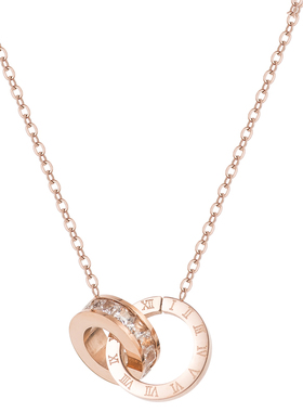 简约双环戒指锁骨项链镀18k韩版