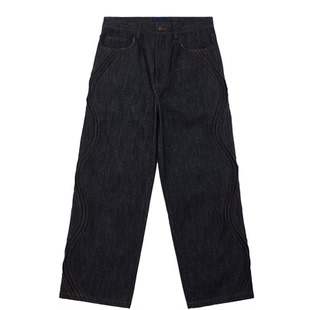 EK/EVILKNIGHT 春夏立体剪裁扭曲线条原牛阔腿宽松百搭休闲牛仔裤