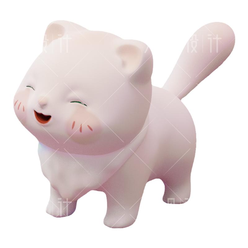 卡通小猫3D模型blender骨骼动画c4d无骨骼动物素材fbx/obj有贴图