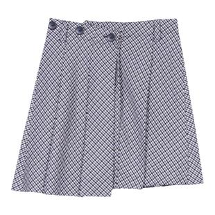 Maje Outlets秋冬女装法式时尚简约千鸟格纹理百褶高腰短款半身裙