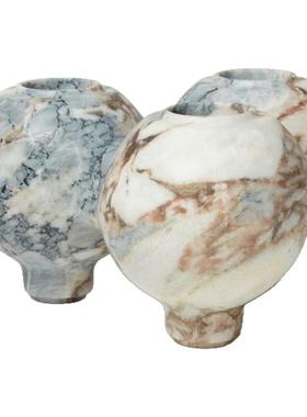 天然大理石雨林绿大象白雕刻圆球体花瓶花器奢石摆件台面饰品