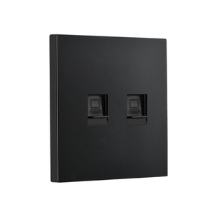 黑色单双口七类屏蔽网口网络电脑插座直插千兆六类网线面板直通头