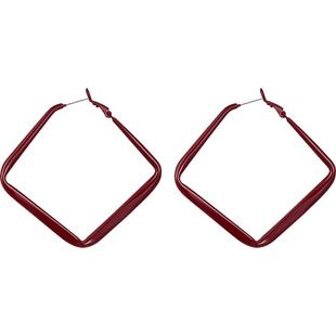 复古安可拉红几何方形耳环女港风气质高级感耳钉显白耳饰925银针