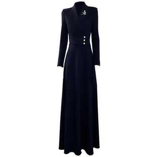 秋冬高端简单大方得体连衣裙2025新款遮肉修身大摆显瘦长裙223