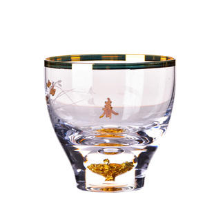 加厚金箔金鱼透明精致水晶玻璃茶具功夫茶杯子耐热盖碗轻奢礼套装