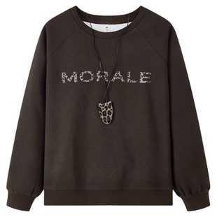 快鱼卫衣女款26年春季新款时尚豹纹印花韩版宽松显瘦套头长袖上衣