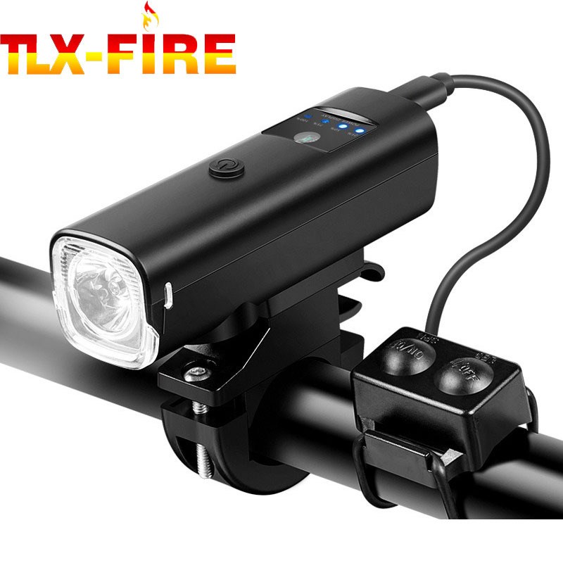 山地车单车前灯充电手电筒电量骑配件自行车套装灯显示骑行装备夜