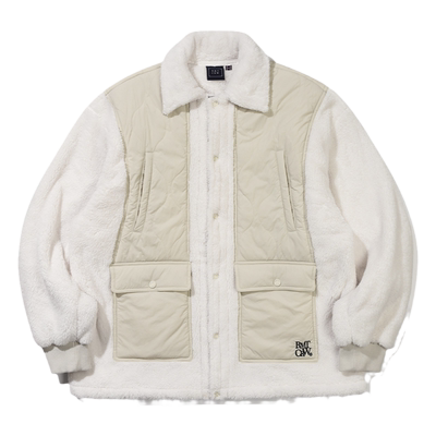 时尚拼接口袋保暖羊羔毛外套