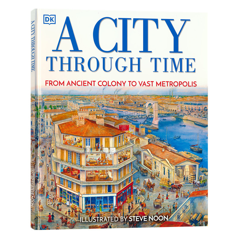 DK 一座穿越时空的城市 City Through Time 英文原版 儿童科普绘本 人文百科历史知识图画书 精装大开本绘本 进口图书