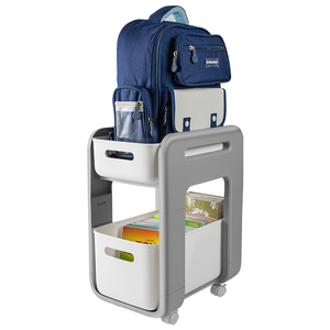 日本放书包置物架多层小推车可移动书包架桌面下书本收纳放置神器