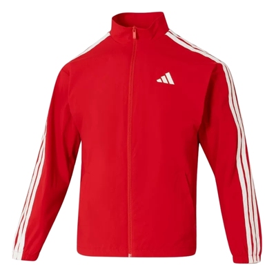 adidas阿迪达斯红色马年本命年外套2026春三条纹梭织夹克 JF3682