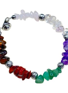 碎石水晶手链拼色彩色多巴胺手串