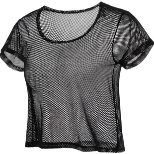 黑白色罩衫运动网纱上衣女透气短袖镂空跑步健身速干夏季宽松外套