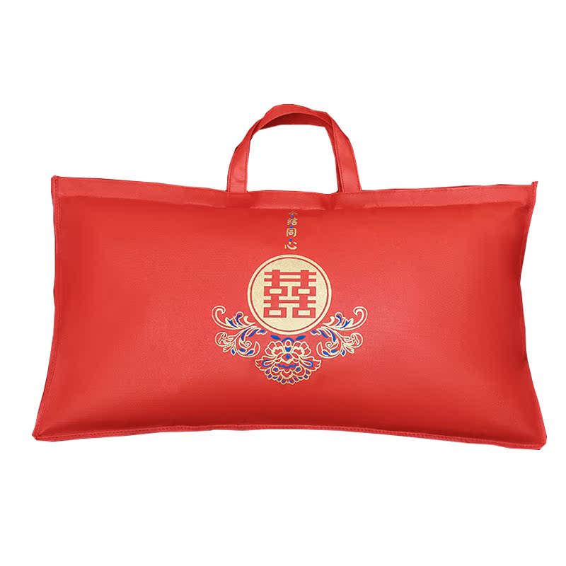 结婚枕芯包装袋枕头喜被收纳袋超大红色手提陪嫁刺绣四件套礼品袋
