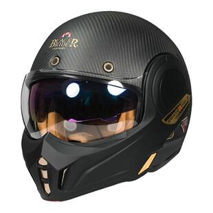 BEON摩托车骑行头盔全盔后空翻揭面盔机车赛车碳纤维双镜片BR男女