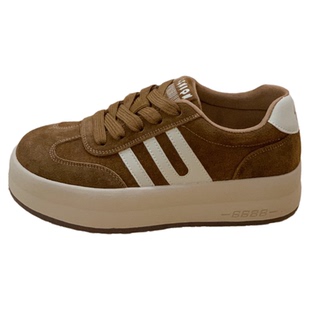 复古磨砂皮厚底德训鞋女2025秋冬超火时尚百搭显脚小舒适休闲板鞋