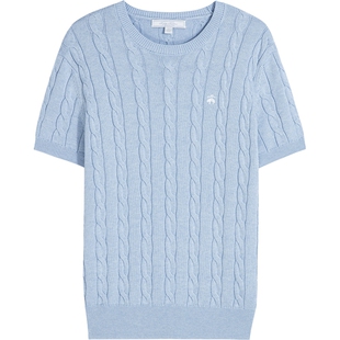 Brooks Brothers/布克兄弟女士秋冬新款纯棉绞花刺绣logo针织衫