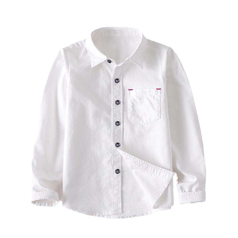 男童白襯衫白色學(xué)生校服長袖襯衫2025春季新款襯衣男孩演出服韓版
