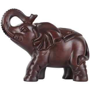 大象摆件一对家居客厅黑檀木雕电视柜装饰红木木头实木雕刻工艺品