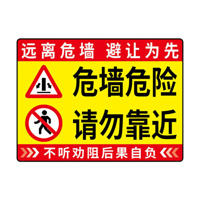 【免费定制】危墙警示牌