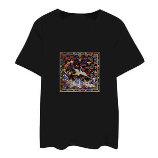 明朝官服清代龙袍补子中国风古典锦衣卫飞鹤短袖T恤衫男女半袖夏