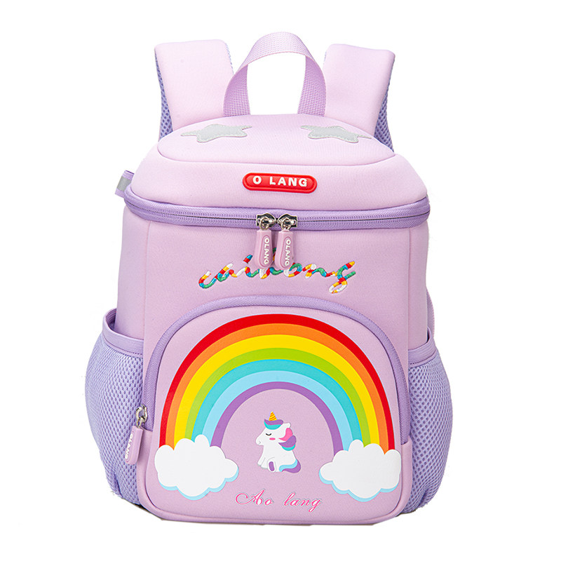 幼儿园女童书包紫色彩虹背包