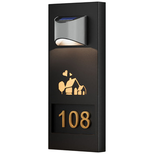 防雨户外太阳能灯牌家用别墅庭院入户门口发光门牌小区街道房号牌