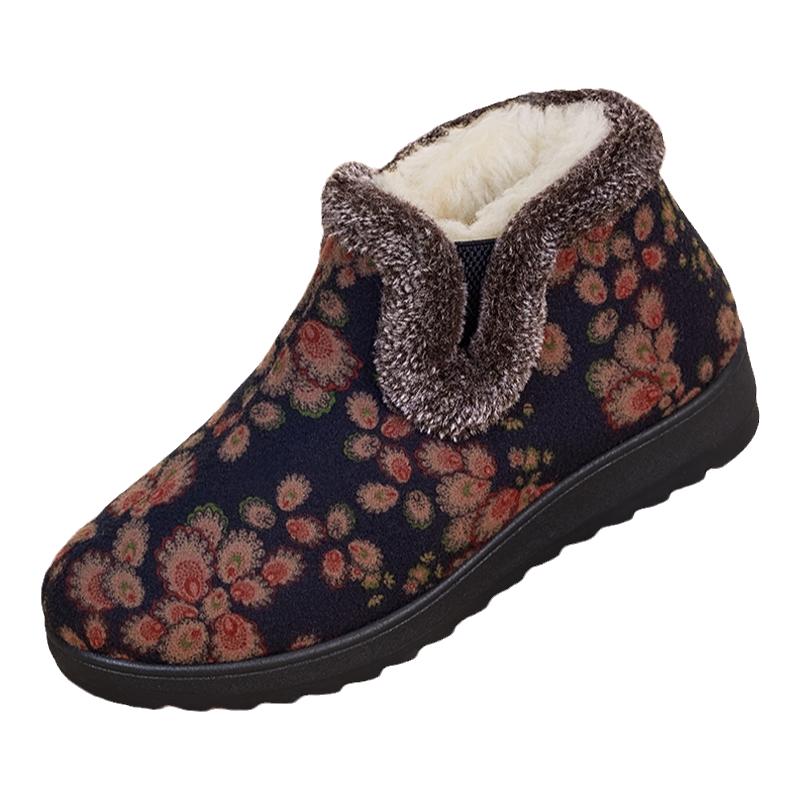 老人棉鞋女冬加绒保暖防滑老北京布鞋中老年加厚大棉羊毛妈妈棉靴