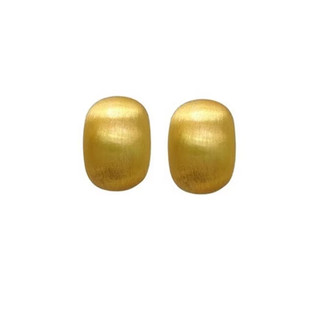 法式金色拉丝弧形豆豆耳钉2025新款爆款小众独特耳环轻奢气质耳饰