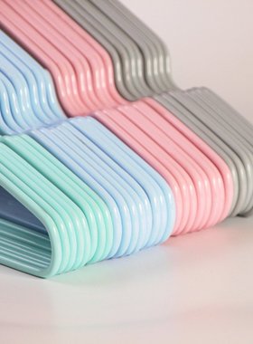 宾丰45cm金属浸胶挂衣架撑号衣大成人晾衣架衣批发家用加粗衣架