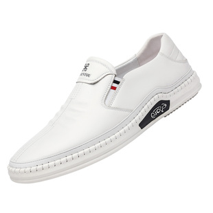 老人头白皮鞋男真皮透气2025秋冬时尚休闲小白鞋男软底爸爸鞋防滑