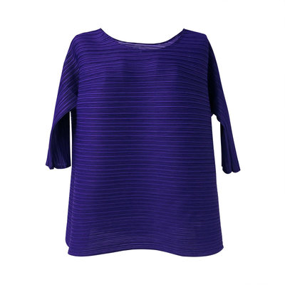 中袖纯色大码薄款显瘦褶皱上衣