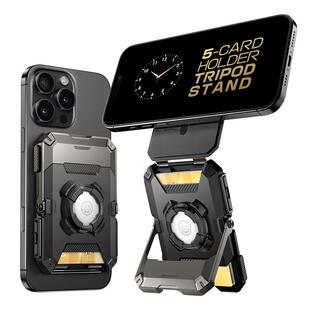SUPCASE 手机magsafe强磁吸折叠金属支架证件卡包收纳盒手持多功能AirTag防丢支撑架子懒人桌面立式稳卡片套