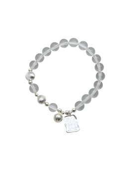 白水晶方牌手链s925纯银