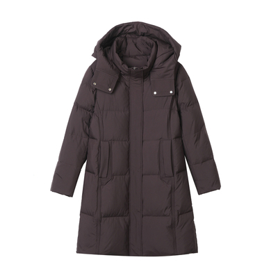 雪中飞冬季中长款羽绒服女时尚洋气修身外套中年大女装防寒服拆帽