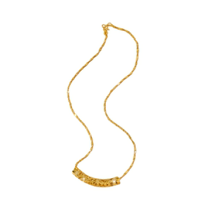 轻奢镀24k仿真黄金色镂空弯管吊坠水波项链女小众高级感沙金饰品