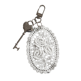 BlankLabel椭圆玫瑰蕾丝芭蕾风布片挂件 韩系ins浪漫包挂件钥匙扣