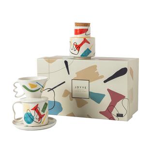 JOYYE卓艺釉下手绘乐天派咖啡杯套装个性陶瓷欧式小奢华礼盒杯子
