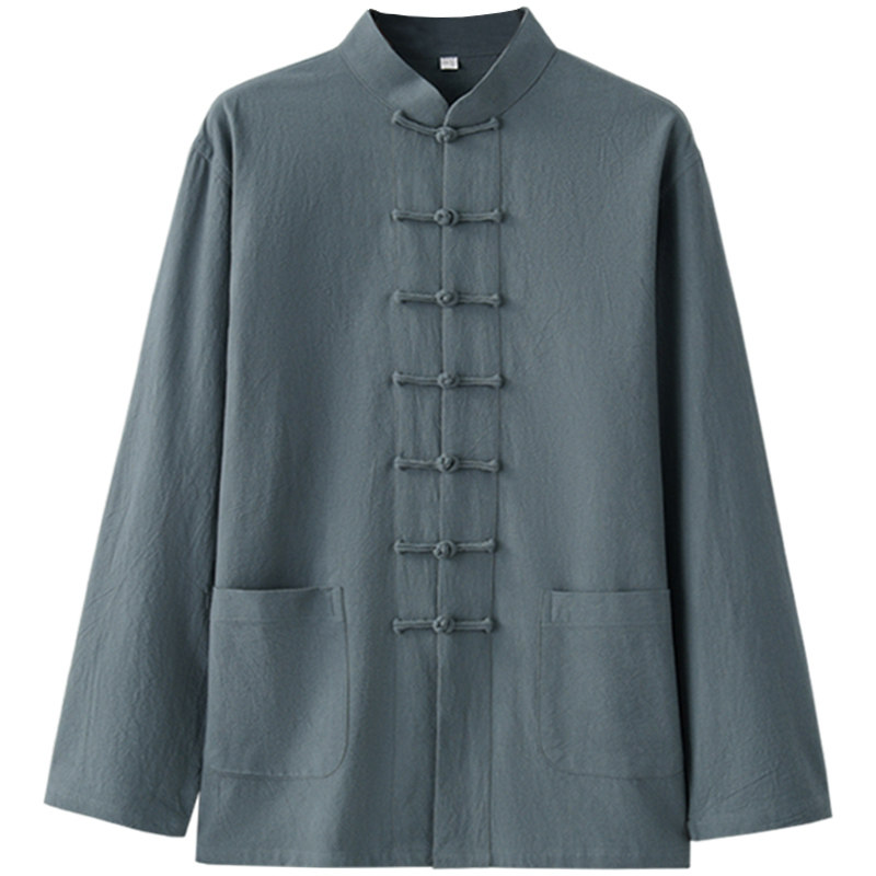 秋季棉麻中式青年复古居士服唐装