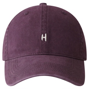 日系时尚简约棒球帽女高级感咖啡色纯棉鸭舌帽小H软顶宽檐帽子男