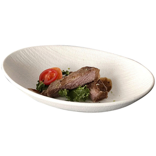 高级感椭圆碗沙拉碗创意船型陶瓷盘凉菜盘元宝深盘意面碗家用餐具