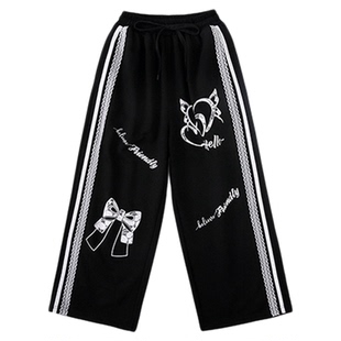 爵士舞裤子女童jazz2025新款hiphop黑色儿童街舞穿搭秋直筒裤跳舞