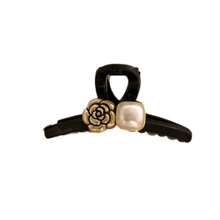 小香风~高级感发夹女珍珠山茶花抓夹小号半扎后脑勺发量少的头饰