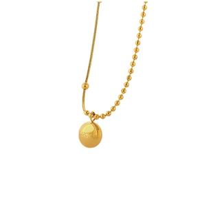 简约luck金豆钛钢项链女小众设计轻奢锁骨链网红ins风级感饰品潮